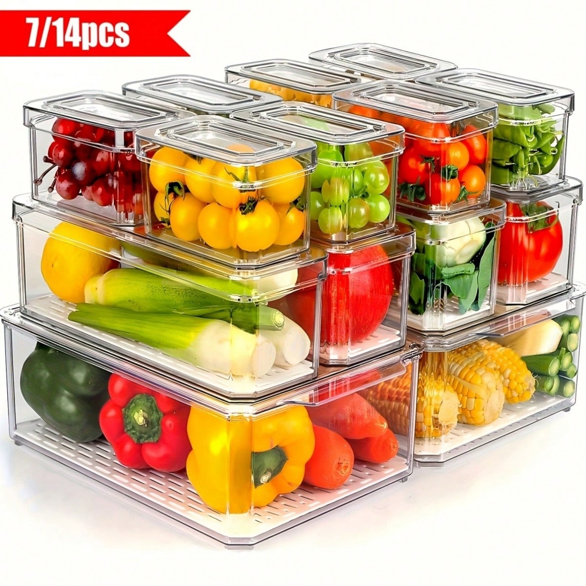 7/14 Pack Stackable Fridge Org - Food Snacks Gifts 评论和价格