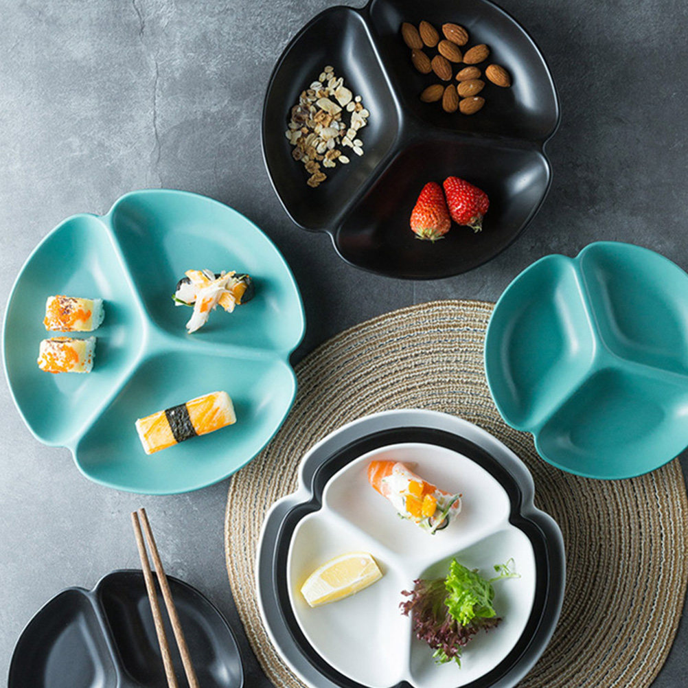 1Pcs Ceramic Divided Serving P - Food And Snacks For Picnic 评论和价格
