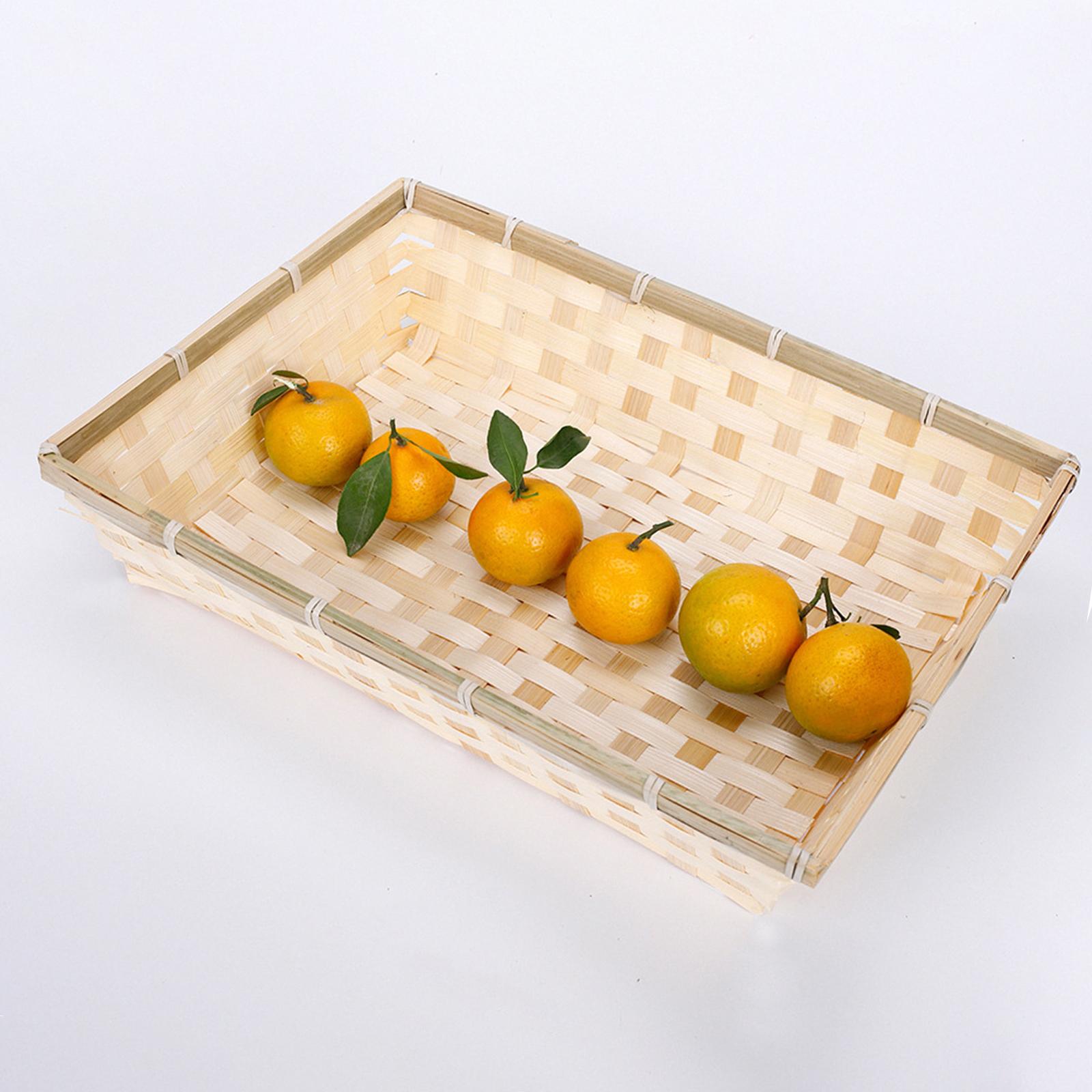 Natural Woven Serving Tray Bas - Food And Snacks For Picnic 评论和价格