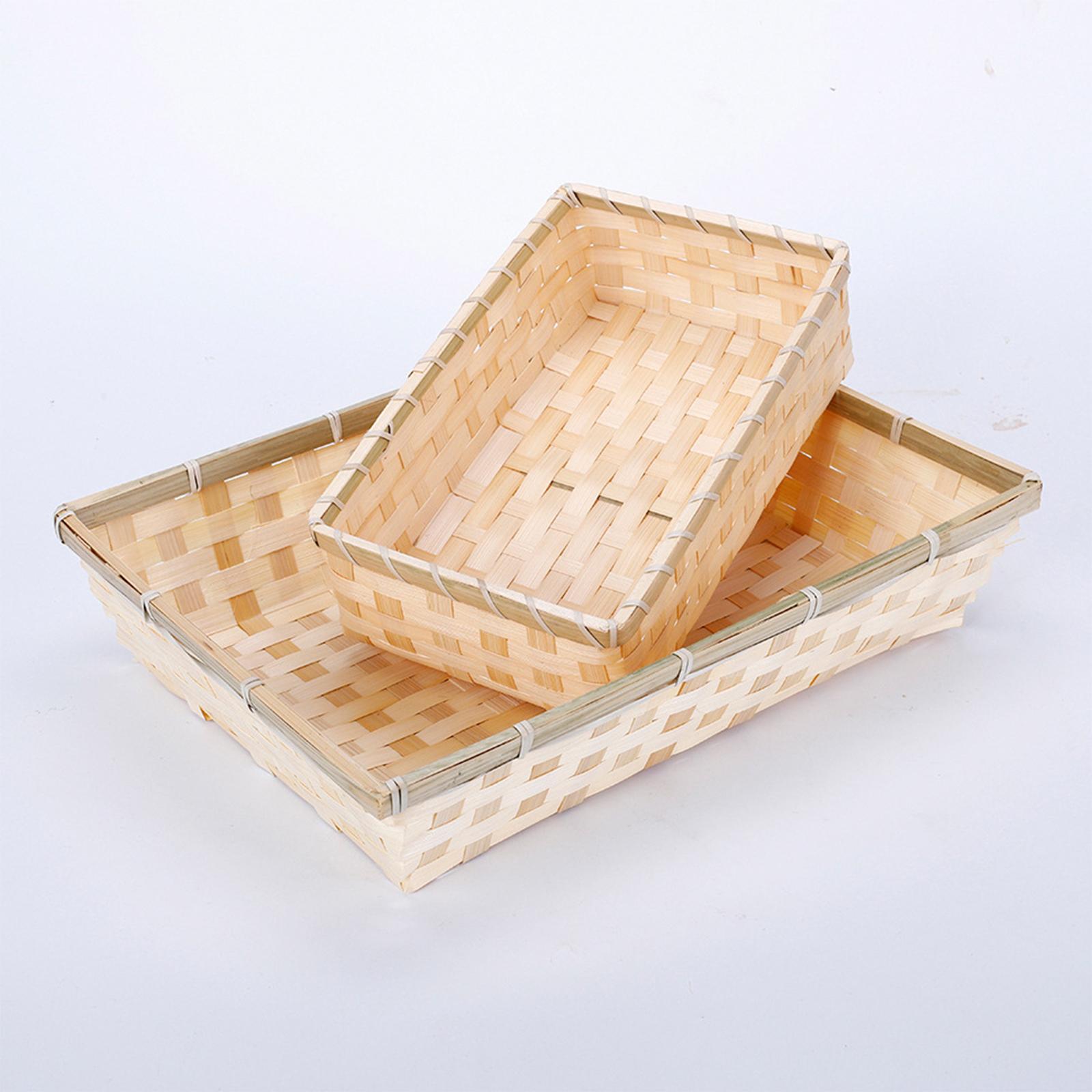 Natural Woven Serving Tray Bas - Food And Snacks For Picnic 评论和价格